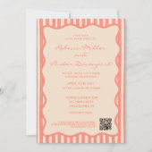 Invitation Whimsical Painted Pinstripes Wedding QR Code (Devant)