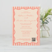 Invitation Whimsical Painted Pinstripes Wedding QR Code (Debout devant)
