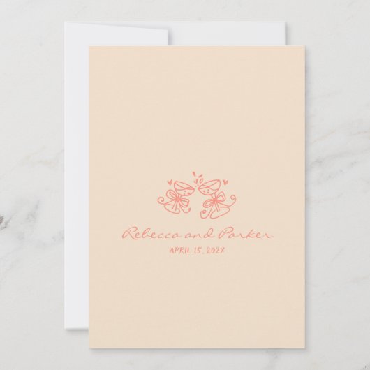 Invitation Whimsical Painted Pinstripes Wedding QR Code (Dos)