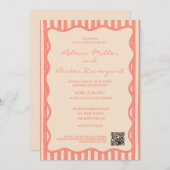 Invitation Whimsical Painted Pinstripes Wedding QR Code (Devant / Derrière)
