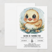Invitation Whimsical Pastel Canard Anniversaire (Devant / Derrière)
