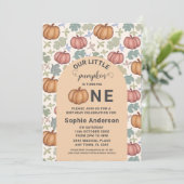 Invitation Whimsical Pastel Citrouille fête d'anniversaire (Debout devant)