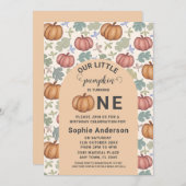 Invitation Whimsical Pastel Citrouille fête d'anniversaire (Devant / Derrière)