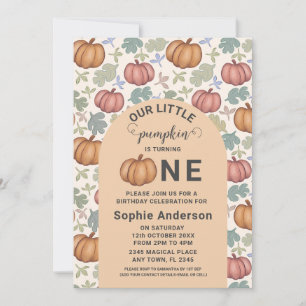 Invitation Whimsical Pastel Citrouille fête d'anniversaire