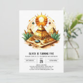 Invitation Whimsical Pastel Enfants Pyramides Anniversaire (Debout devant)