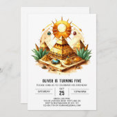 Invitation Whimsical Pastel Enfants Pyramides Anniversaire (Devant / Derrière)