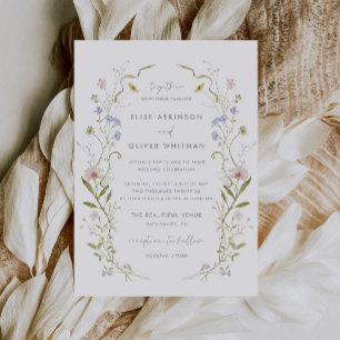 Invitation Whimsical Pastel Fleur sauvage Mariage de cadre