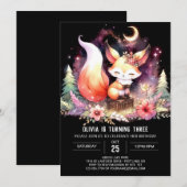 Invitation Whimsical Pastel Fox Anniversaire numérique (Devant / Derrière)
