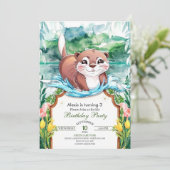 Invitation Whimsical Pastel Otter Anniversaire (Debout devant)