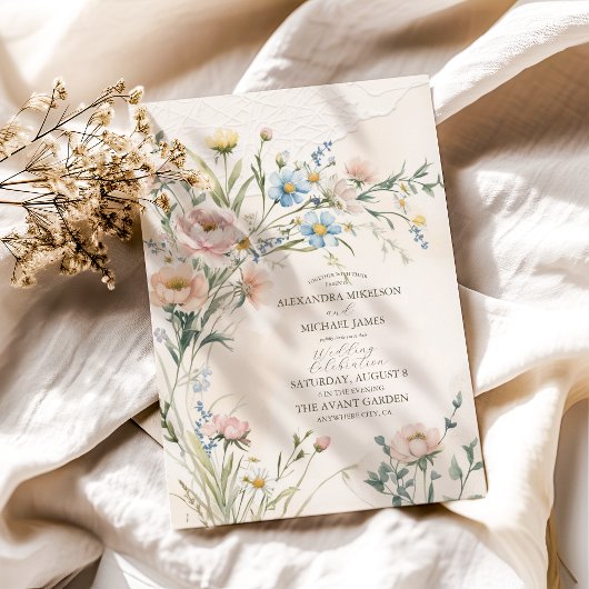 Invitation Whimsical Pastel Wildflower Wedding