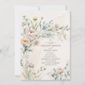Invitation Whimsical Pastel Wildflower Wedding (Devant)