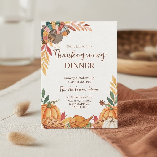 Invitation Whimsical Patchwork Turkey Thanksgiving