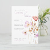 Invitation Whimsical Peach Lilac Fleur sauvage Mariage (Debout devant)