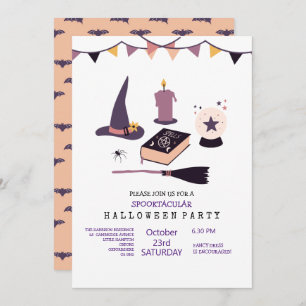 Invitation Whimsical peachy rose sorcière thème  