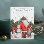 Invitation Whimsical Père Noël Snowman Enfants Brunch de Noël<br><div class="desc">Ce joli design de vacances comprend un Père Noël lunatique, un bonhomme de neige et des enfants avec des arbres de Noël et de neige. Ajoutez vos informations personnalisées pour vos invitations à la fête de Noël. Modifiez simplement le texte dans les zones de texte fournies. #noël #fêtes #saisonnières #fête...</div>