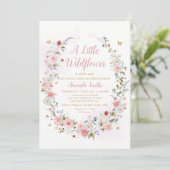 Invitation Whimsical Petit Fleur sauvage Boho Baby shower fil (Debout devant)