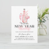 Invitation Whimsical Pink 2026 New Year Party (Debout devant)