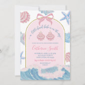Invitation Whimsical Pink and Blue Beach Babe Baby Shower (Devant)