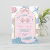 Invitation Whimsical Pink and Blue Beach Babe Baby Shower (Debout devant)