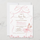 Invitation Whimsical Pink Ballerina Two Tu Cute 2e anniversai (Devant)
