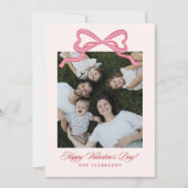 Invitation Whimsical Pink Bow Valentine’s Day Photo Card (Devant)