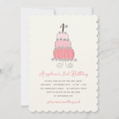 Invitation Whimsical Pink Cake Girl 4e anniversaire Invitatio (Devant)