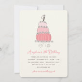 Invitation Whimsical Pink Cake Girl 9e anniversaire Invitatio (Devant)