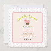 Invitation Whimsical Pink Cupcakes Tree Sweet Girl'anniversai (Dos)
