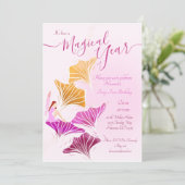 Invitation Whimsical Pink Fairy Premier Anniversaire Magique (Debout devant)