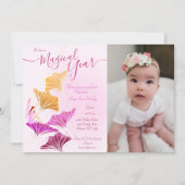 Invitation Whimsical Pink Fairy Premier photo Anniversaire (Devant)