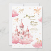 Invitation Whimsical Pink Fairytale Princess Birthday (Devant)