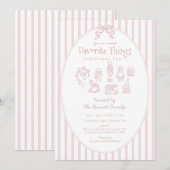Invitation Whimsical Pink Favorite Things Christmas Party (Devant / Derrière)