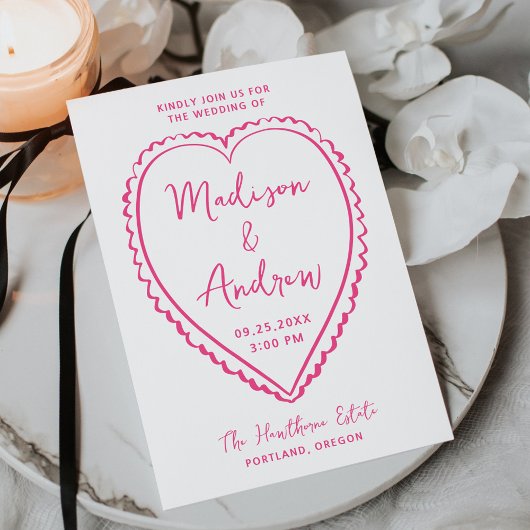 Invitation Whimsical Pink Heart Wedding