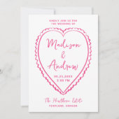 Invitation Whimsical Pink Heart Wedding (Devant)