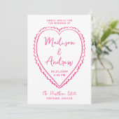 Invitation Whimsical Pink Heart Wedding (Debout devant)