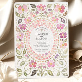 Invitation Whimsical Pink & Purple Floral Petal Frame Wedding