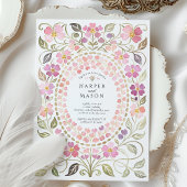 Invitation Whimsical Pink & Purple Floral Petal Frame Wedding