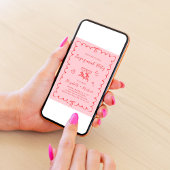 Invitation Whimsical Pink Red Wavy Frame Engagement