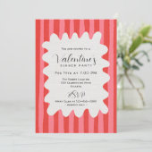 Invitation Whimsical Pink Red Wavy Frame Valentines Dinner (Debout devant)