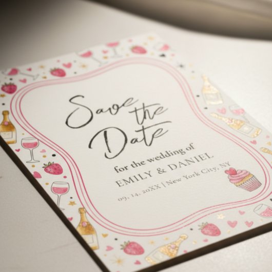 Invitation Whimsical Pink Save the Date Wedding Design