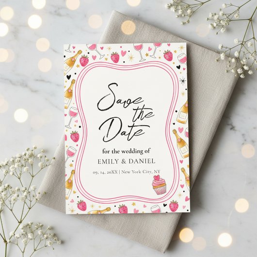 Invitation Whimsical Pink Save the Date Wedding Design