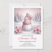 Invitation Whimsical Pink Snowman Editable Christmas Kids (Devant)
