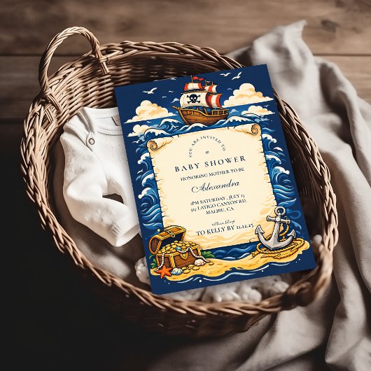 Invitation Whimsical Pirate Ship Adventure Baby Shower