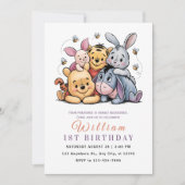 Invitation Whimsical Pooh & Friends Birthday (Devant)
