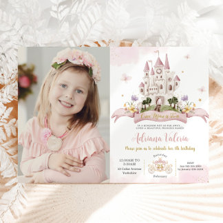 Invitation Whimsical Princess Fairytale Castle Rose Anniversa