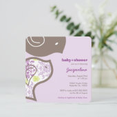 Invitation Whimsical Purple Damask Chicks Baby shower Invitat (Debout devant)