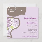 Invitation Whimsical Purple Damask Chicks Baby shower Invitat (Devant)