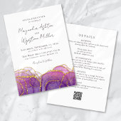 Invitation Whimsical Purple Gold tout en un seul Mariage