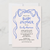 Invitation Whimsical Quirky Blue Bow Baby Boy Douche (Devant)