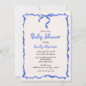 Invitation Whimsical Quirky Blue Bow Boy Baby shower (Devant)